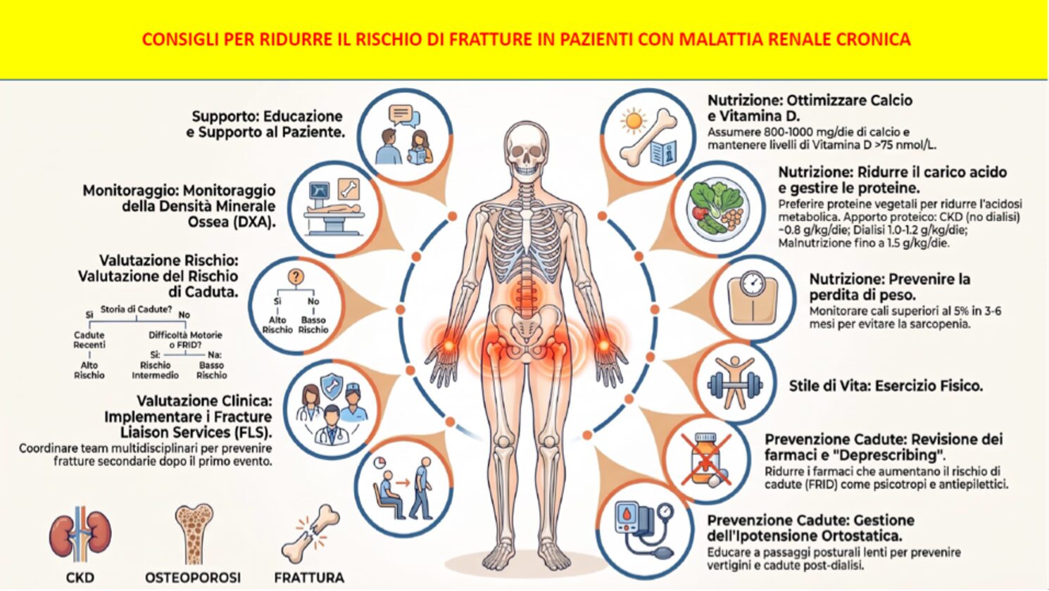 Dieci strategie per la riduzione del rischio di frattura nell’osteoporosi associata alla malattia renale cronica (CKD)
