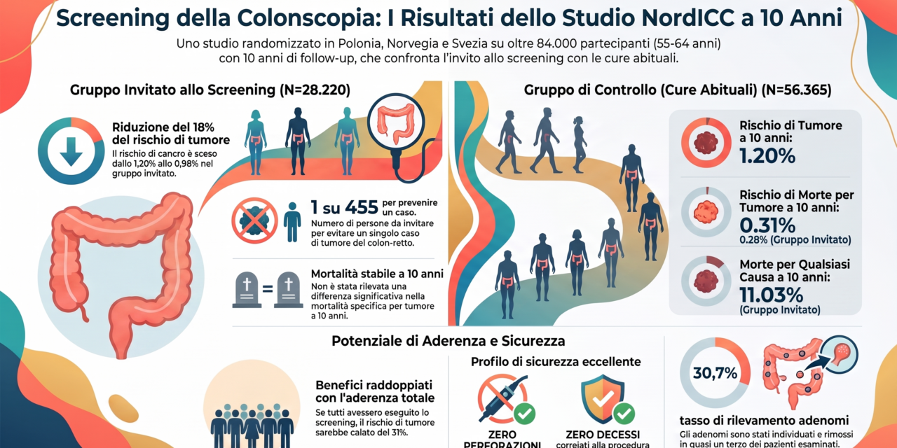 Impatto dello screening colonscopico sul rischio di cancro del Colon-Retto e mortalità correlata: analisi dello studio NordICC